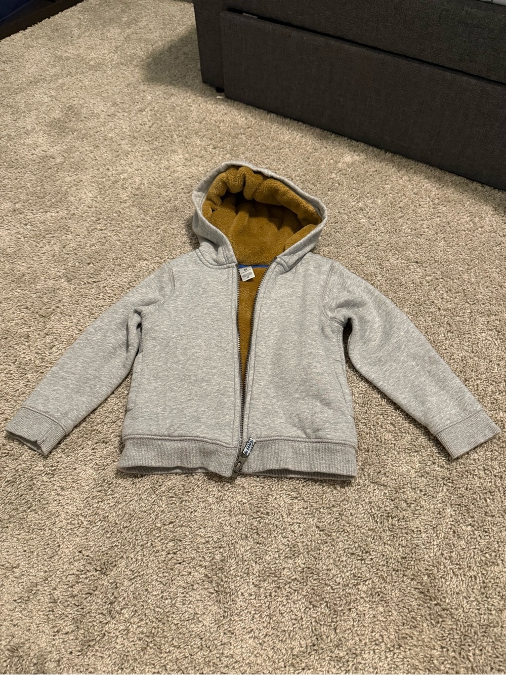 Carter's Light Gray Zip Hoodie with Mustard Lining